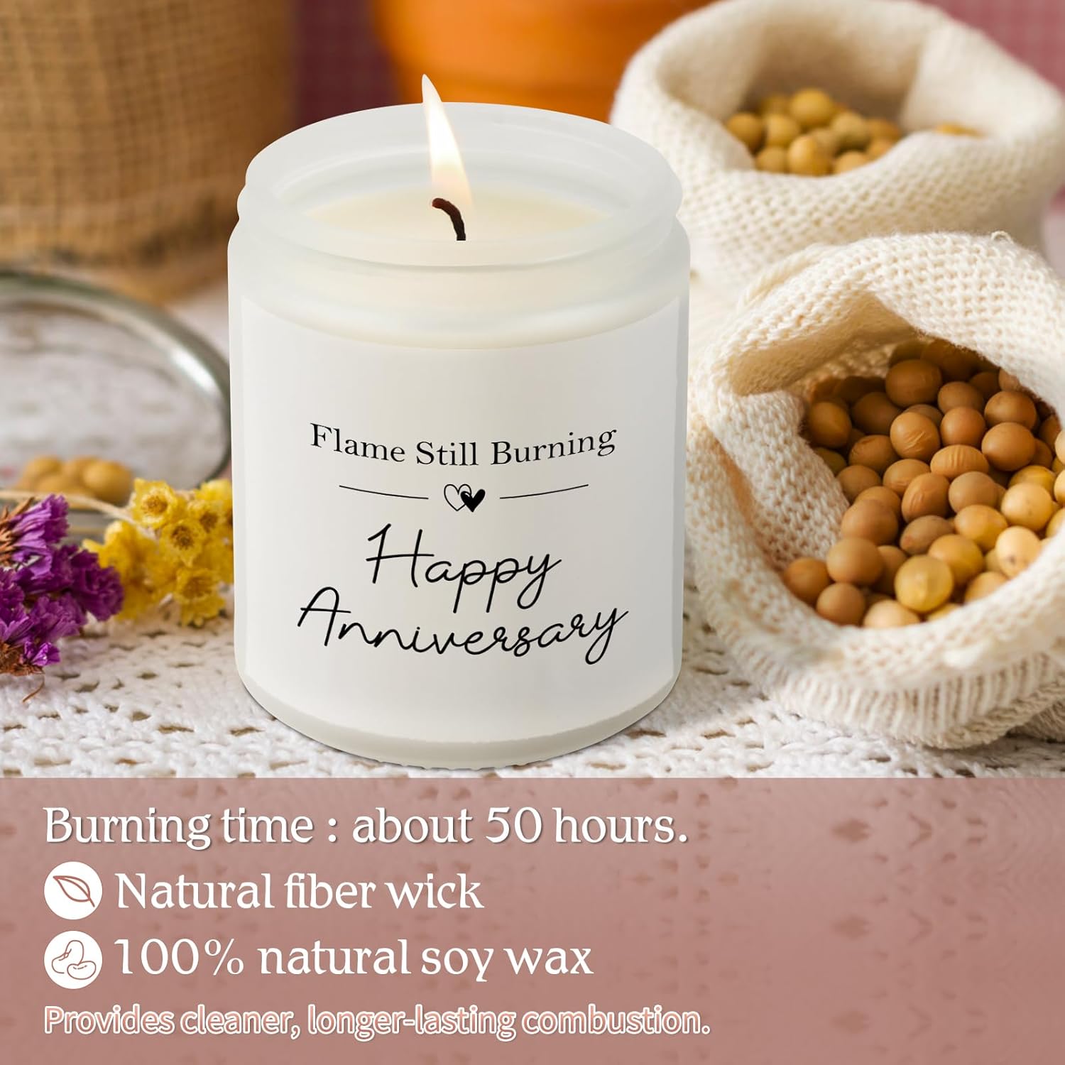 Happy Anniversary Couple Gifts - 10Th, 25Th, 40Th, 50Th Wedding Anniversary Candle Gifts For Him, Her, Husband, Wife - 7Oz Lavender Soy Wax Scented Candle