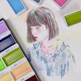 Gansai Tambi Watercolor Paint Set, 12 Nuance Colors, Professional-Quality For Artists And Crafters, For Kids, Adult, Made In Japan