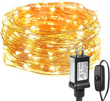 33FT 100 LED Plug In Fairy Lights Warm White Copper Wire String Lights Waterproof Indoor Outdoor for Bedroom Patio Garden Balcony Craft Decor