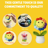 Crochet Sunflower Crochet Flower For Thank You Gifts-Artificial Rainbow Flowers Office Desk Decor For Women Or Teachers -Knitted Sunflowers Gift For Birthday Christmas Party Car Dashboard Decoration