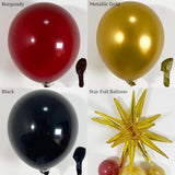 128Pcs Black Gold Burgundy Balloon Arch Garland Kit With Exploding Star Balloons For Party Decoration, Birthday, Christmas,2025 Graduation, New Year,Nye Decor