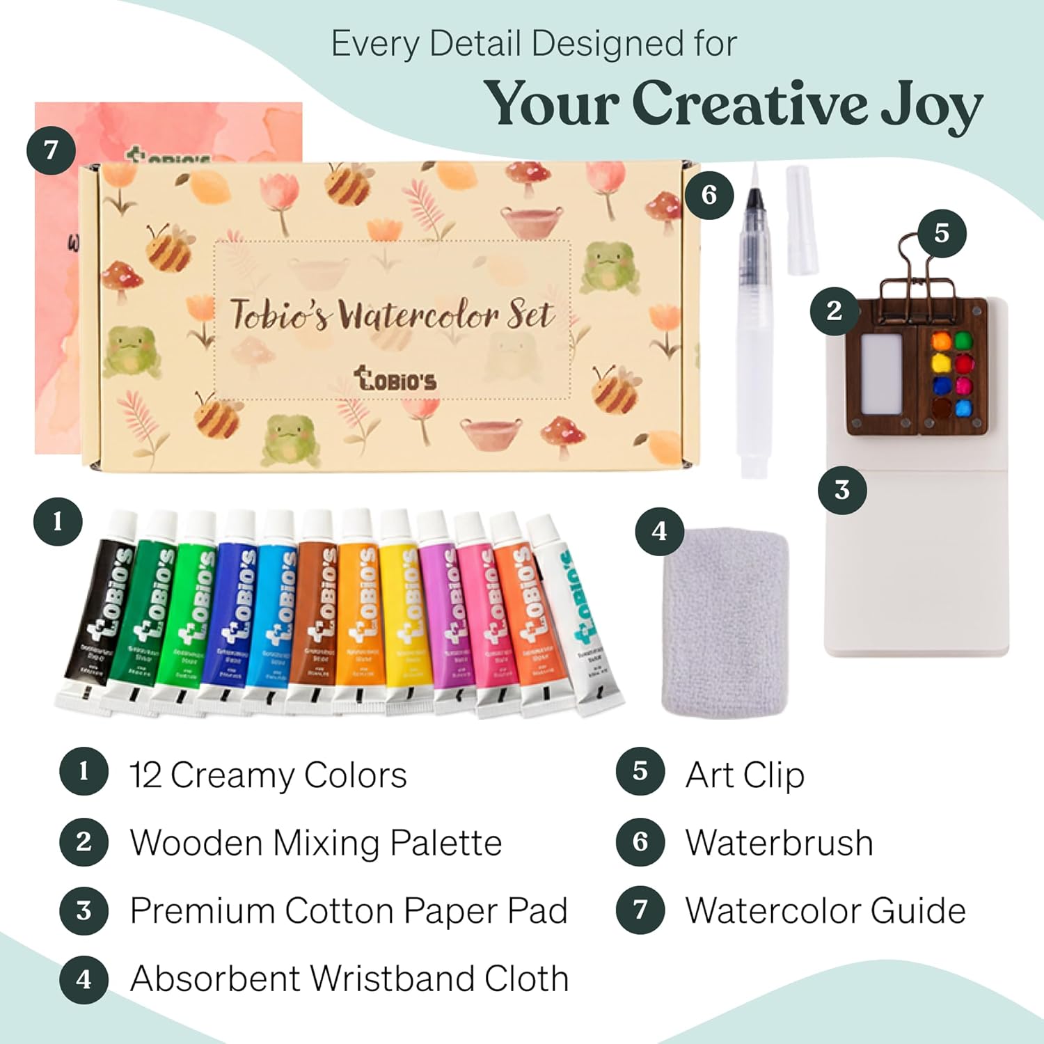 Original Mini Wooden Watercolor Paint Set – Compact Travel Art Kit With 12 Colors, Refillable Brush & Sketchbook – Unique Creative Gift For Birthdays, Holidays & Art Lovers