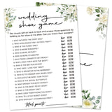Eucalyptus Bridal Shower Games 30 Guests, Wedding Shoe Bridal Games For Showers, White Rose Wedding Engagement Party Activity Party Supplies/Green-07
