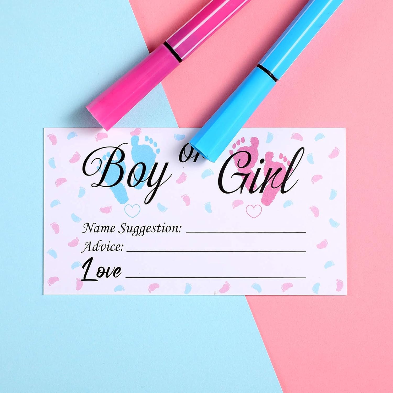 50 Pieces Gender Reveal Party Voting Cards, Boy Or Girl Vote Gender Reveal Game Cards For Baby Shower Party Supplies, Blue And Pink, 3.5 X 2 Inches