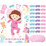 Sleepover Slumber Party Games Pin The Eye Mask Pajamas Games Sleepover Game Set Pajamas Poster Decor With 24 Stickers 1 Blindfold For Sleep Over Slumber Birthday Party Activities Game Supplies