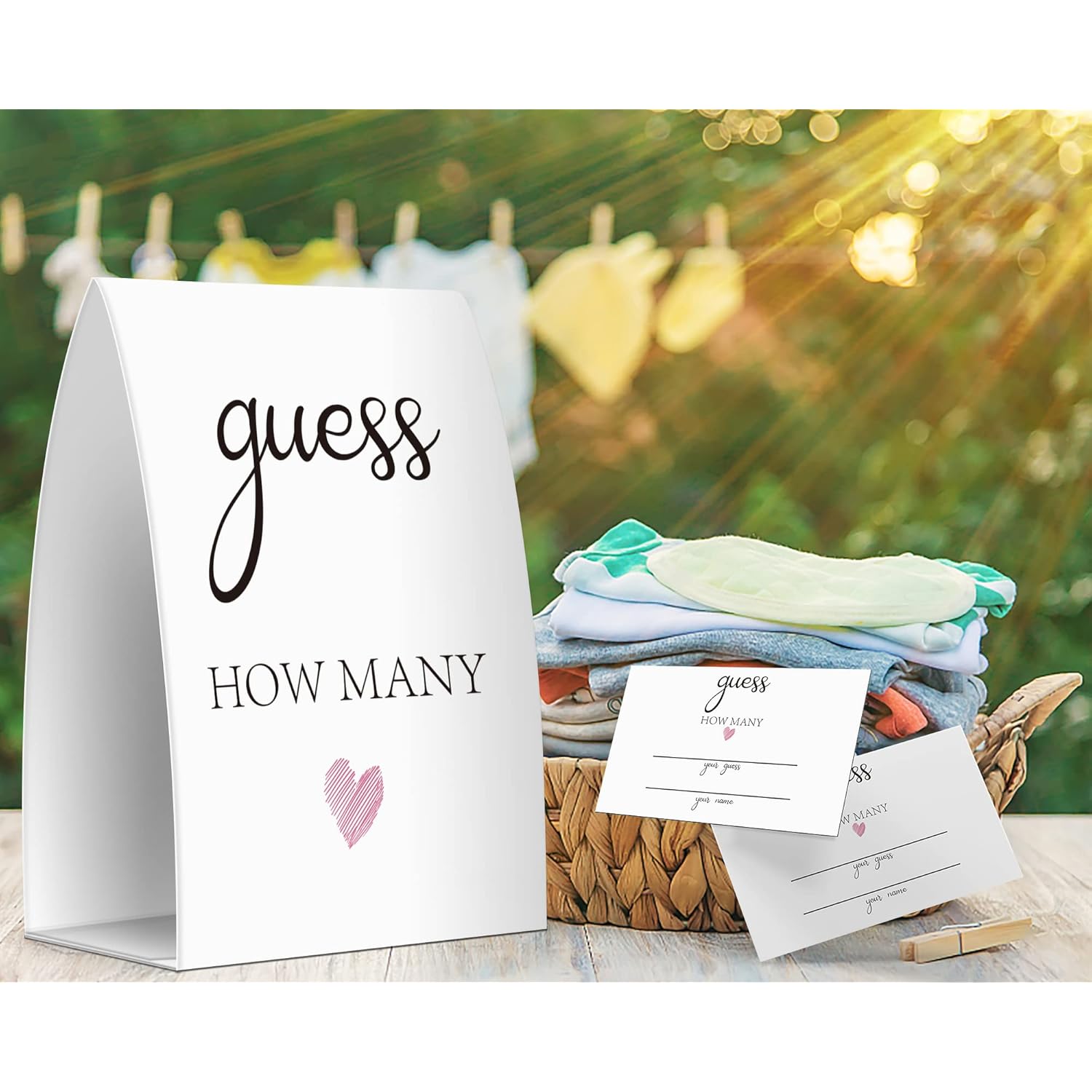 How Many, Bridal Shower Decorations, Bridal Shower Games - One Sign And 50 Cards(Many021)