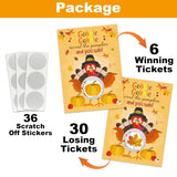 36 Pcs Thanksgiving Turkey Scratch Off Cards For Adults Thanksgiving Party Family Group Activity Thankful Raffle Tickets Fall Event Supplies