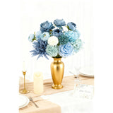 Blue Silk Flowers, Artificial Flower Combo Box Set With Stems For Bridal Wedding Bouquets, Table Centerpieces Decor, Floral Arrangement Home Decor