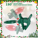 Large C7 C9 Christmas Lights Spring Clips, 100 Pack Universal Gutter Roof Clips 180° Adjustable For Christmas Lights Outdoor, Quick Light Hooks Hangers For Holiday Shingle Fence Gates