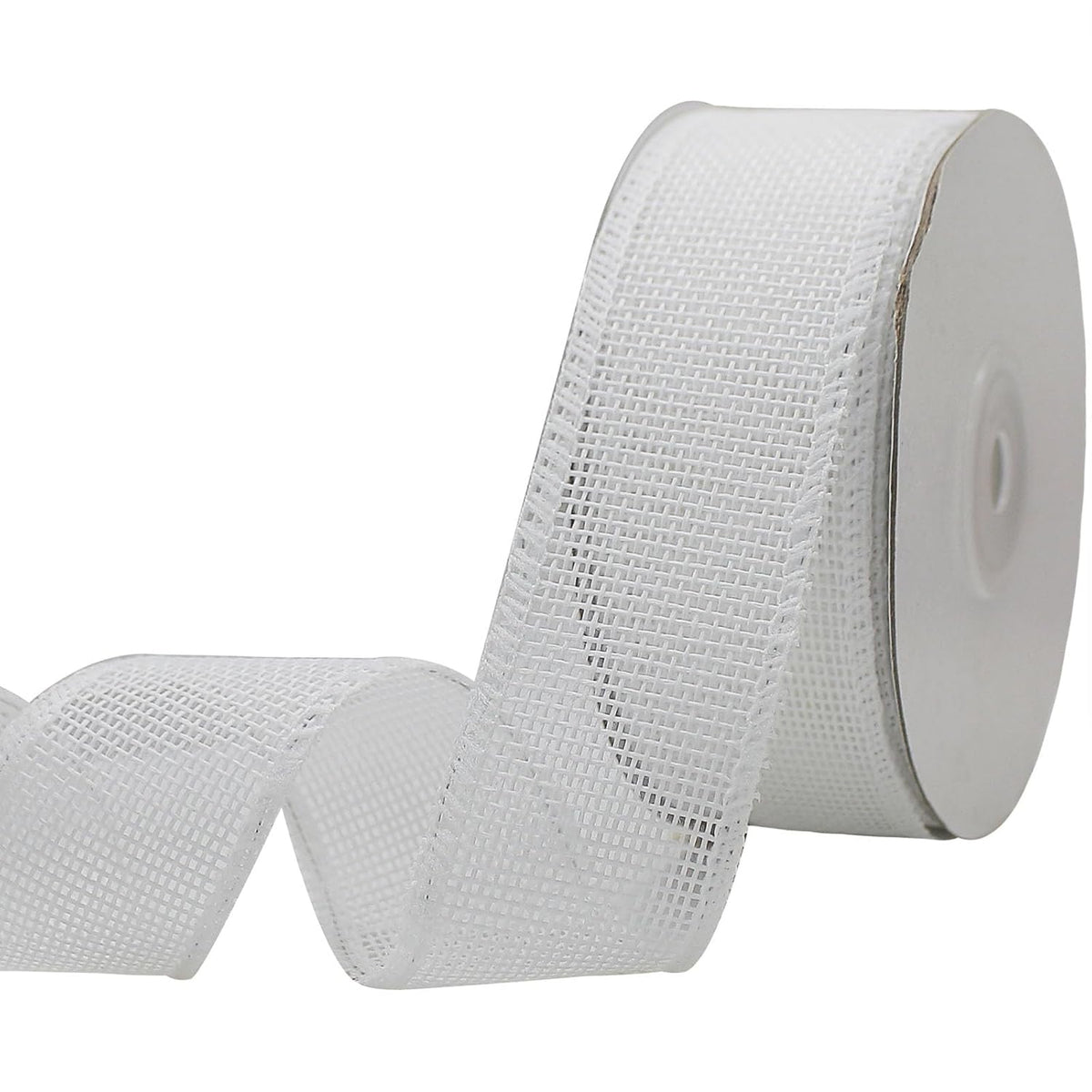 White Burlap Wired Ribbon,1-1/2 Inch X 10 Meters Fabric Wired Edge Ribbon For Party Decorations, Tree Decoration,Outdoor Decoration, Christmas Decoration, Diy Wreath Craft, Gift Wrapping.