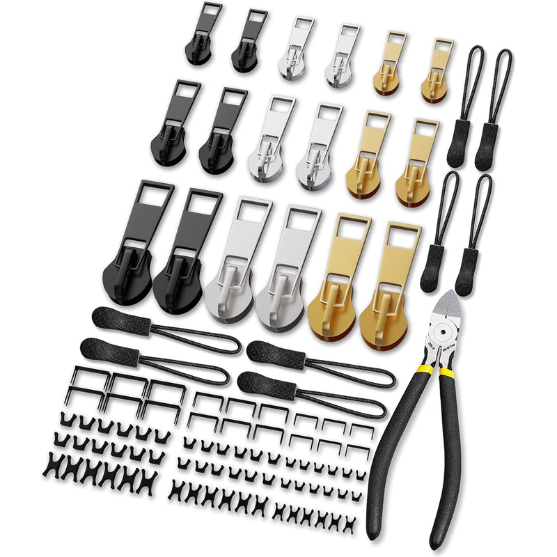 Zipper Repair Kit, Upgraded Zipper Replacement Slider Kit (99 Pcs), In