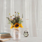 Fake Flowers In Vase,Sunflowers Artificial Flowers Silk Flower Arrangements With Metal Flower Vase Faux Flowers Sunflower Kitchen Decor Yellow Bathroom Decor Sunflower Gifts For Women (Yellow)
