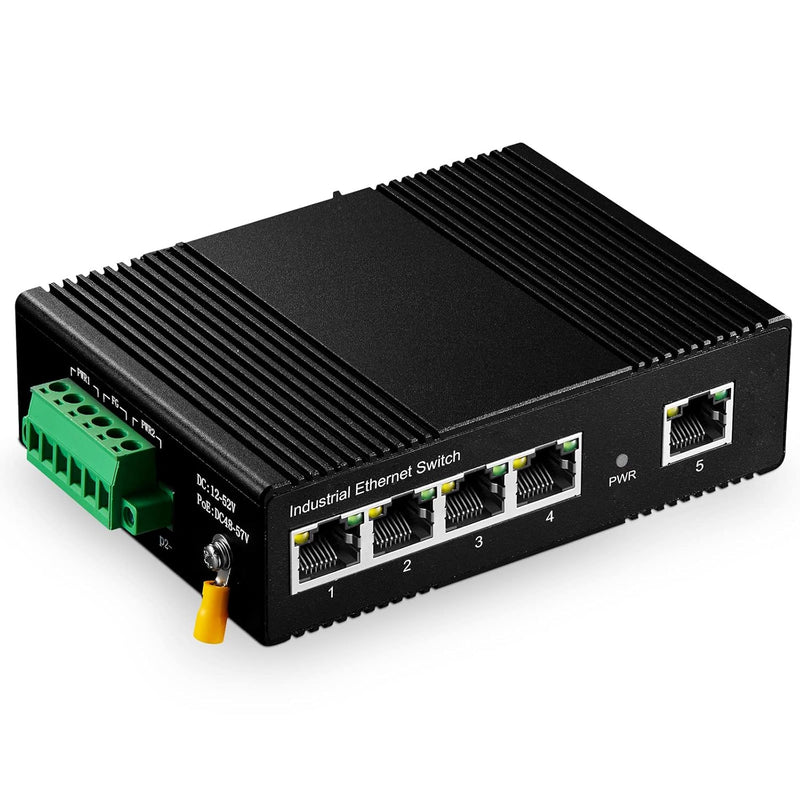 5 Port Poe Din Rail Industrial Ethernet Switch, 4 Poe Ieee802.3Af/At, 1 Uplink