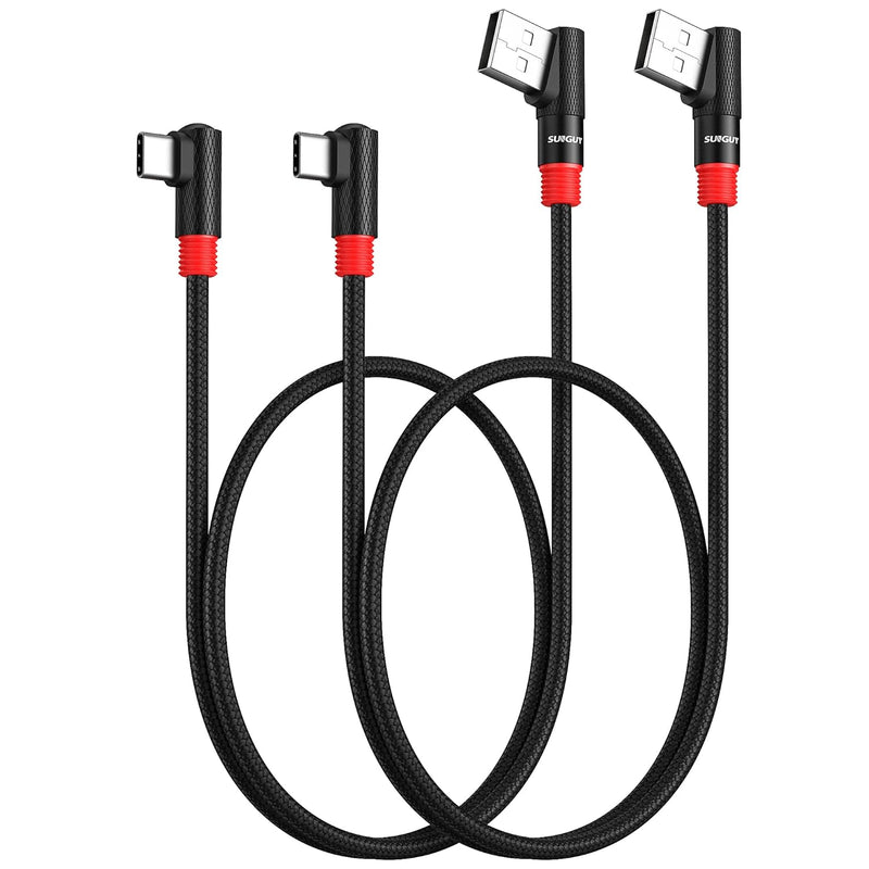 Right Angle Usb C Cable 2Pack [1.5Ft/0.5M] 3A Short 90 Degree Usb 2.0 Usb-C Fa