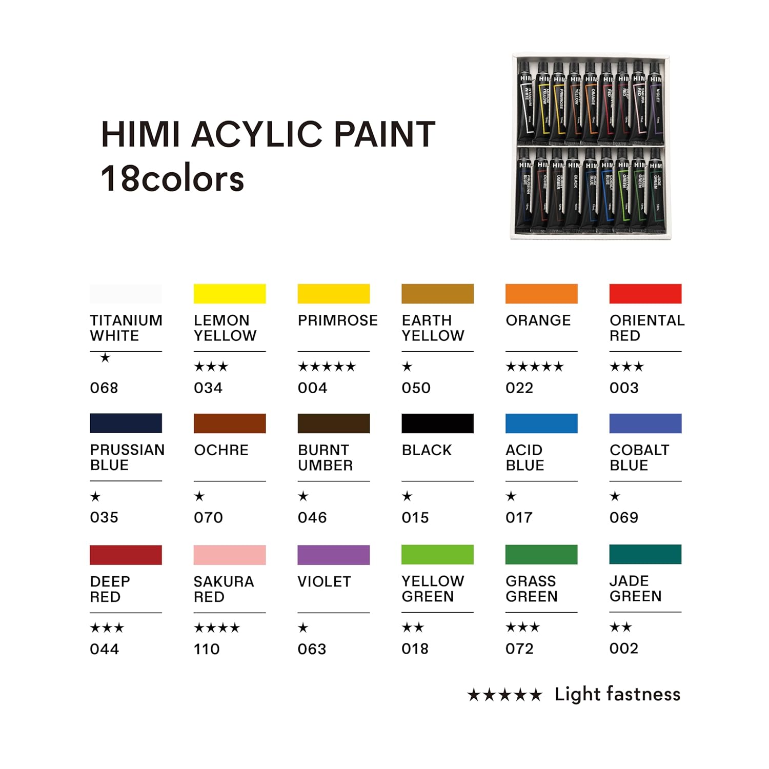 Acrylic Paint Set,18 Colours, 12Ml Tubes,High Viscosity Water Based Paint, Art Supplies For Painting Canvas,Fabric,Wood And Paper