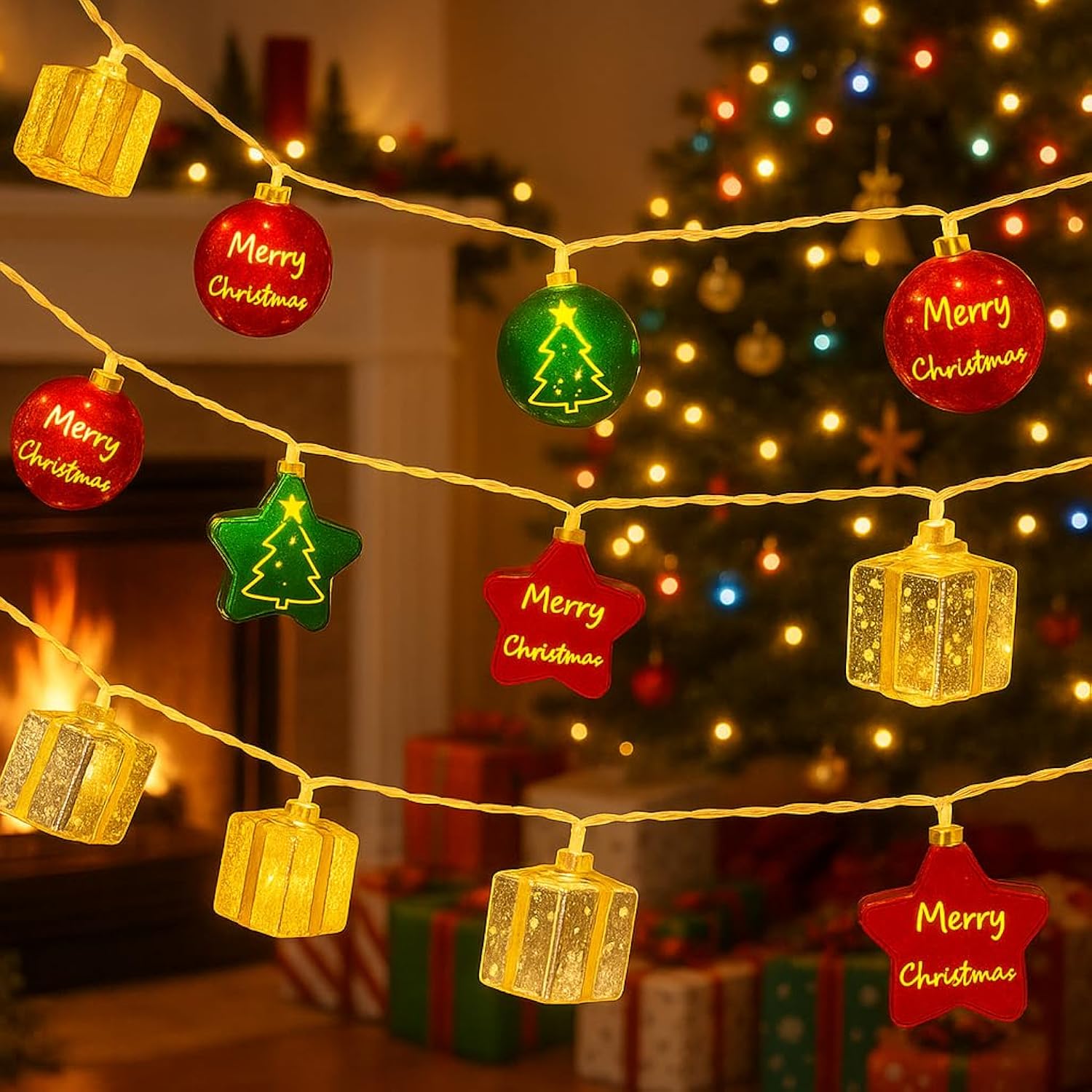 Decorations Lights, 13.5Ft 20 Led Battery Christmas Light With Timer & 8 Modes, Christmas Ball Ornaments Lights For Xmas