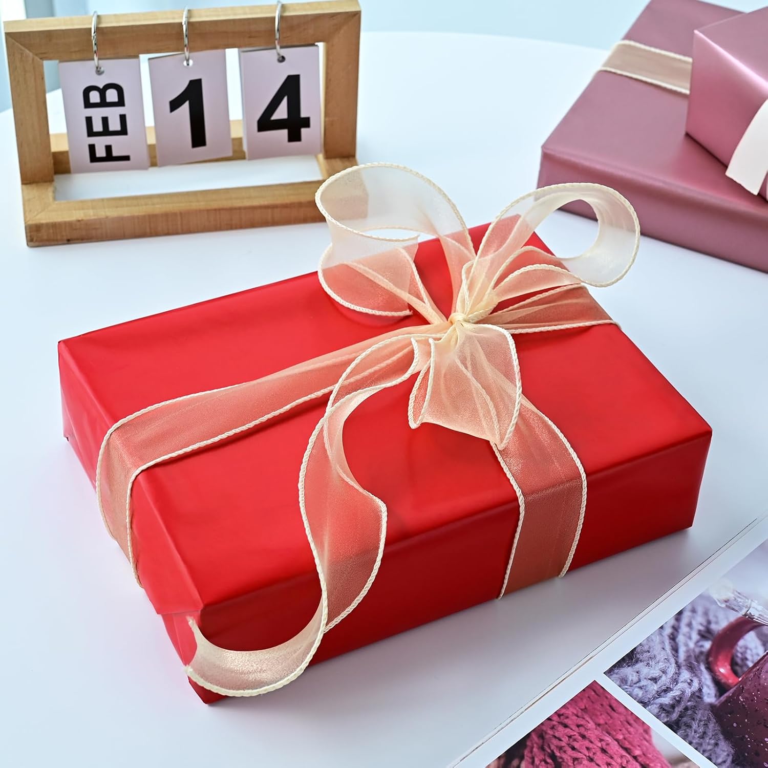 Gift Wrapping Paper, Red Wrapping Paper Roll, Matte Metal Solid Color Wrapping Paper For Birthday Christmas Wedding Baby Shower Father'S Day Valentine'S Day, 17.3 Inch X 32.8 Feet
