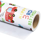Transport 3Rd Birthday Wrapping Paper - Mini Roll - 17 Inch X 16.5 Feet - Vehicles Cars Wrapping Paper For Kid Boys Birthday, Baby Shower