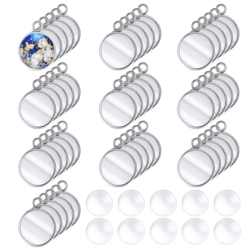 200 Pieces 12 Mm Stainless Steel Round Blank Bezel Set, Including 100 Pendant