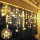 12Ft/3.5M 96Led Snowflake Curtain Light Usb Powered String Light Led Fairy Night Light, Perfect For Christmas Wedding Pa