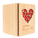 Valentine'S Day Bamboo Wooden Greeting Card(With Envelope), Happy Valentine'S Day Red Love Heart, For Her Him Girlfriend Boyfriend Wife Husband Mum Dad Valentine'S Day Gifts Card