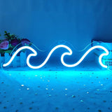 Wave Neon Sign Ice Blue Dimmable LED Wall Light for Bedroom Living Room Office Bar Decor