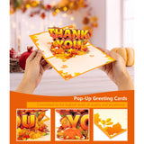 Thanksgiving 3D Pop Up Thank You Card – Autumn Greeting Card With Pumpkins, Leaves, Sunflowers, Turkey & Corn – Harvest Festival Fall Thank You Card For Family, Friends, And Colleagues With Envelope
