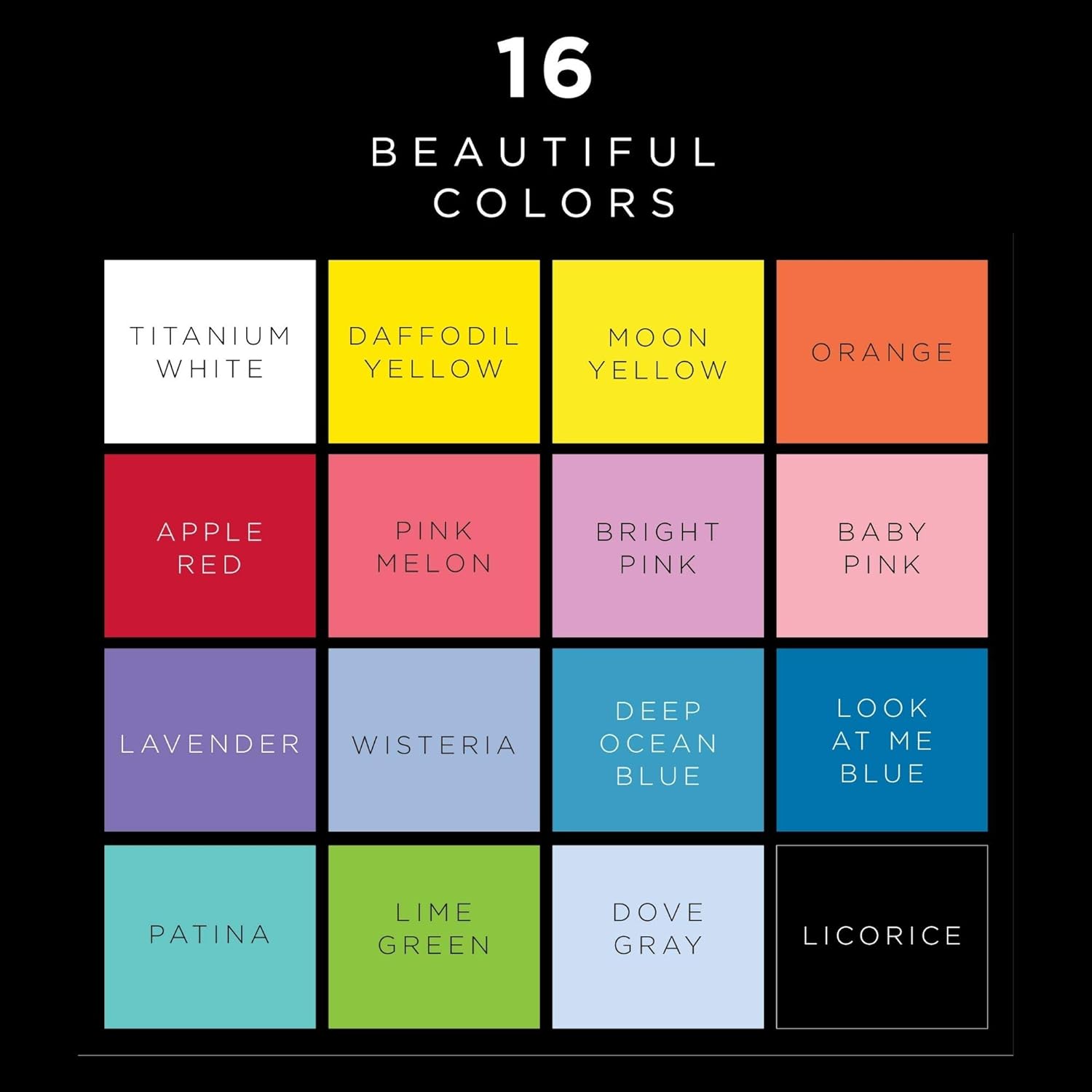 FolkArt 16 Piece Multi Surface Acrylic Craft Paint Set Formulated to be Non-Toxic that is Perfect for Beginners and Artists, Bright Colors Count, 2 Fl Oz (Pack of 16)