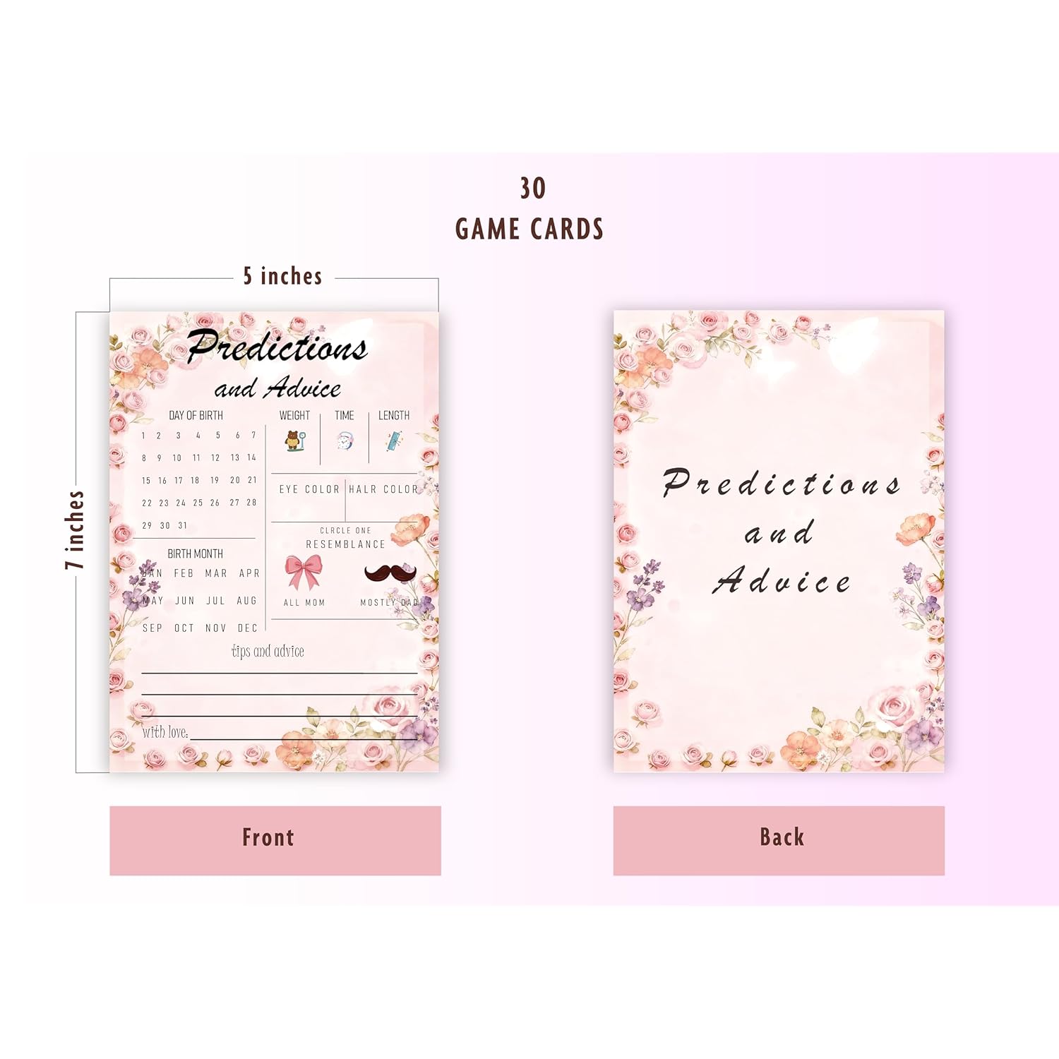 30Pcs Spring Wildflower Baby Shower Games, Floral Predictions And Advice Game, Gender Reveal Game, Baby In Bloom Baby Shower Decorations