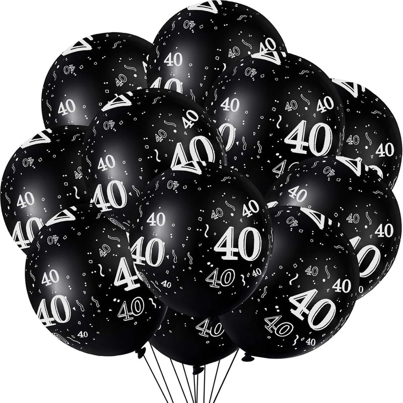 36 Pieces 40Th 50Th 60Th 70Th Birthday Party Latex Balloons Black Numb