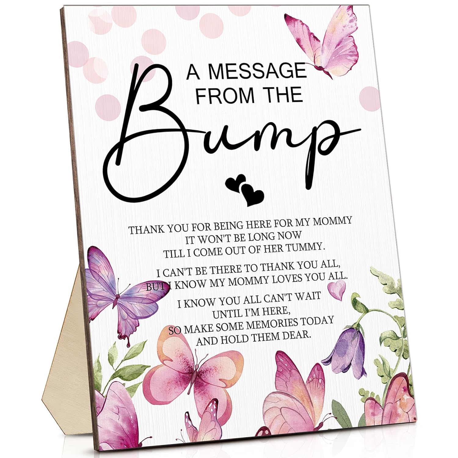 Cool Baby Shower Tabletop Decoration A Message From The Bump Wooden Baby Shower Games Sign Greenery Cute Gender Reveal Party Thank You Sign, 11.2 X 8.66 Inches(Butterfly)