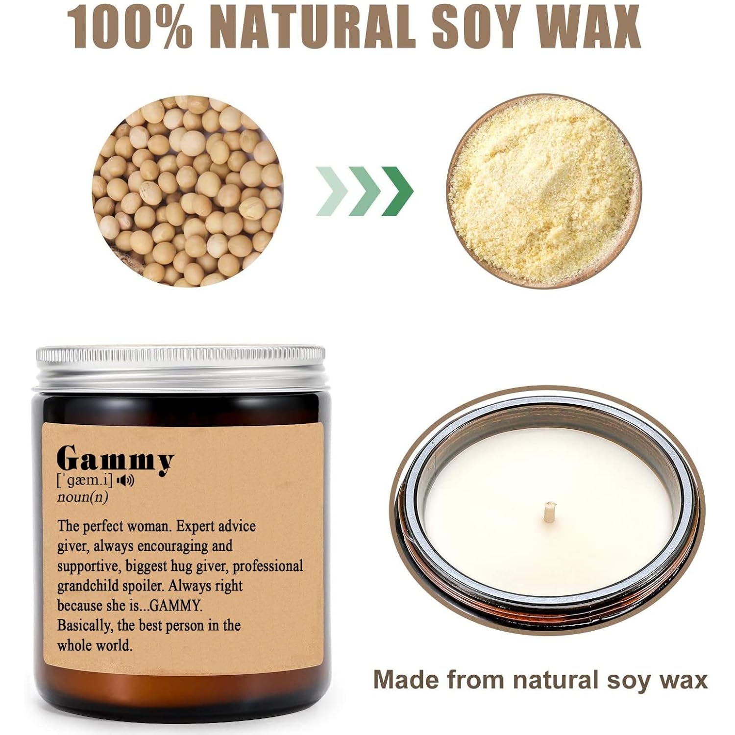 Gammy Noun Candle - Gift For Gammy - Mother'S Day Candle - Gammy Gifts - Gammy Definition - Lavende Scented Candles - Soy Candle For Home Scented, Lavender, 8Oz
