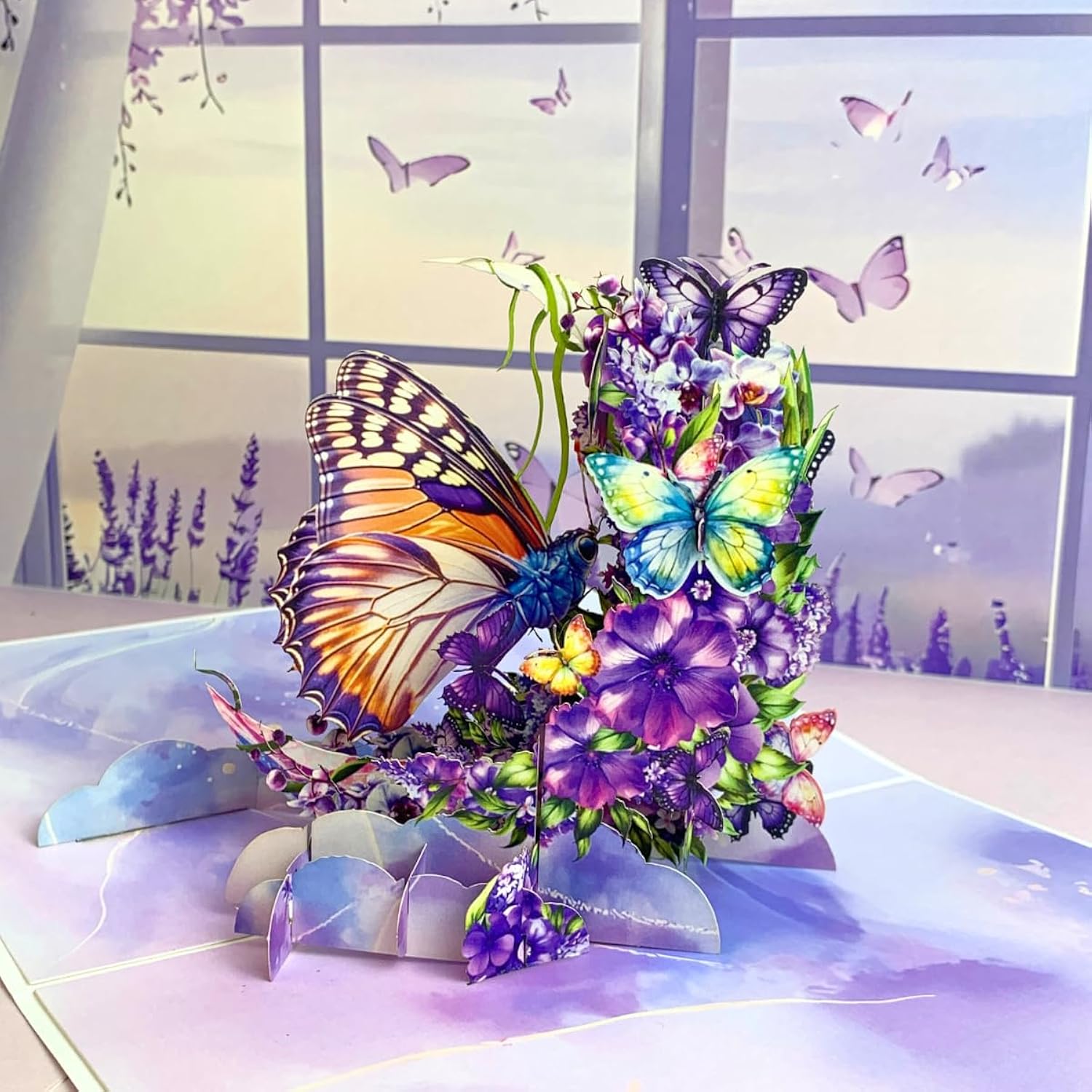 Butterfly Birthday Card, Mothers Day Pop Up Card For Mom, Wife, Grandma, Pop Up Birthday Cards For Women, Purple Butterfly, 3D Greeting Cards For All Occasion - Get Well, Thank You