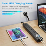 2 Pack Surge Protector Power Strip 5 Outlets 3 USB Ports 1 USB C 5FT Extension Cord 1250W