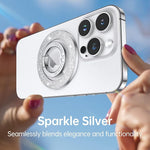 Magnetic Bling Phone Ring Holder for MagSafe - 360° Rotation, Glitter Silver