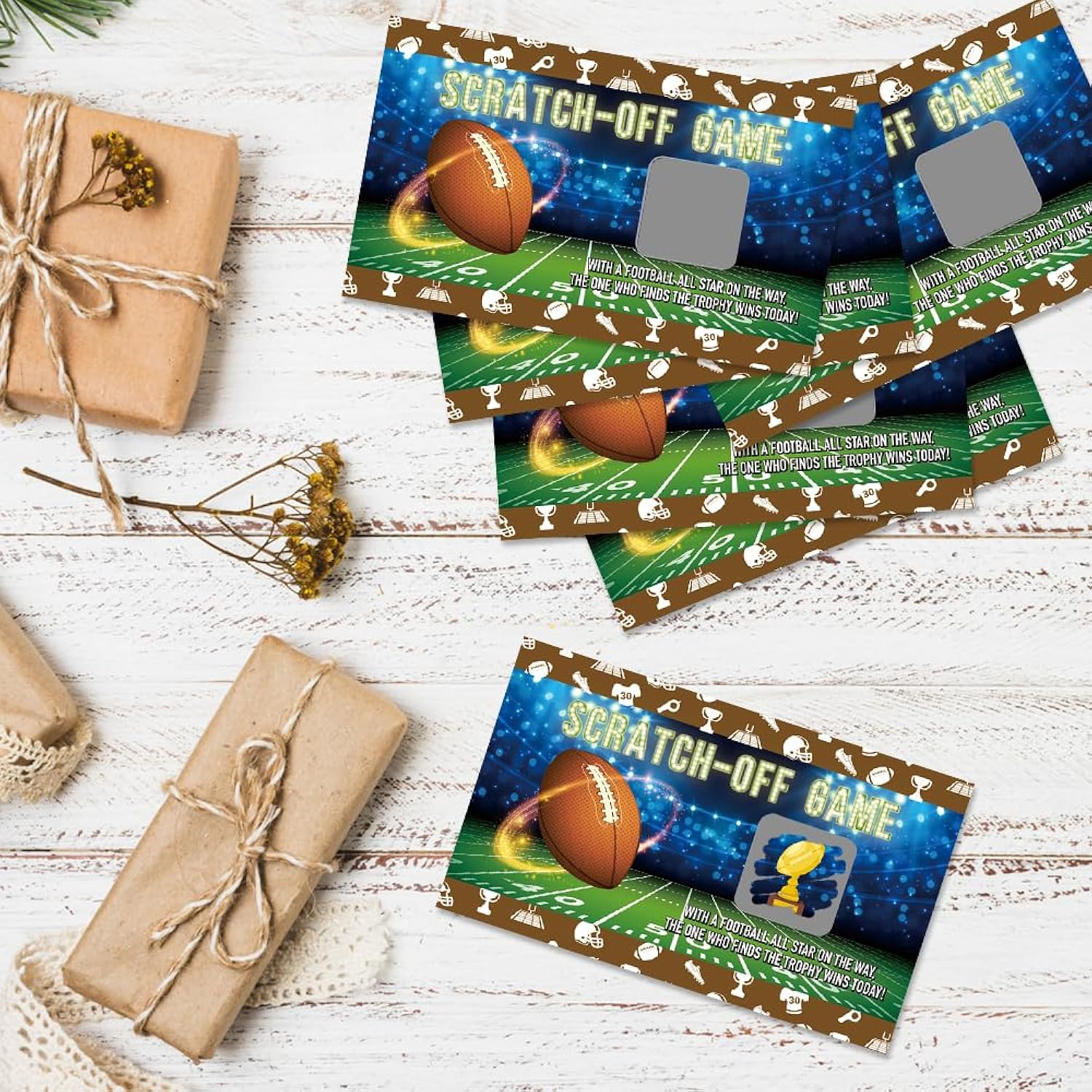 50 Psc Football Theme Scratch Off Game Cards, Rugby Scratch Cards For Baby Shower Birthday Party, Sports Lottery Group Games Enterprises Activity Supplies For Football Lovers, Football Party