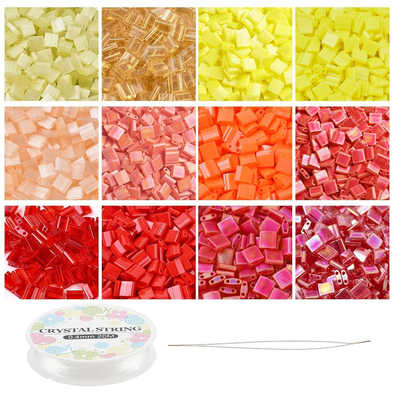 About 312 Pcs Orange Tila Beads Kit, 12 Colors 5 * 5Mm Glass Seed Beads Kit In