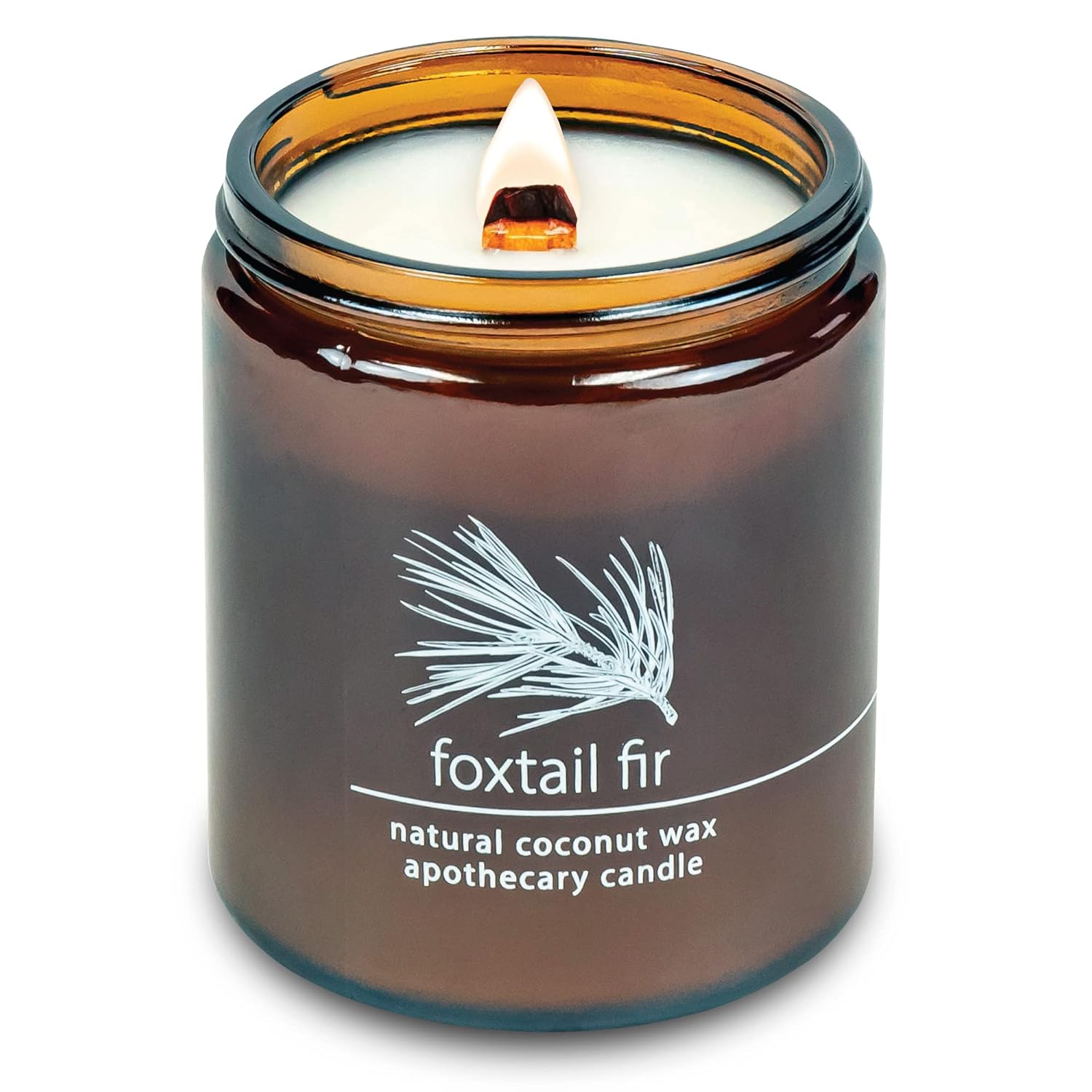 Crackling Wood Wick Candle Handcrafted With Natural Coconut Wax (Standard 8 Oz, Foxtail Fir)