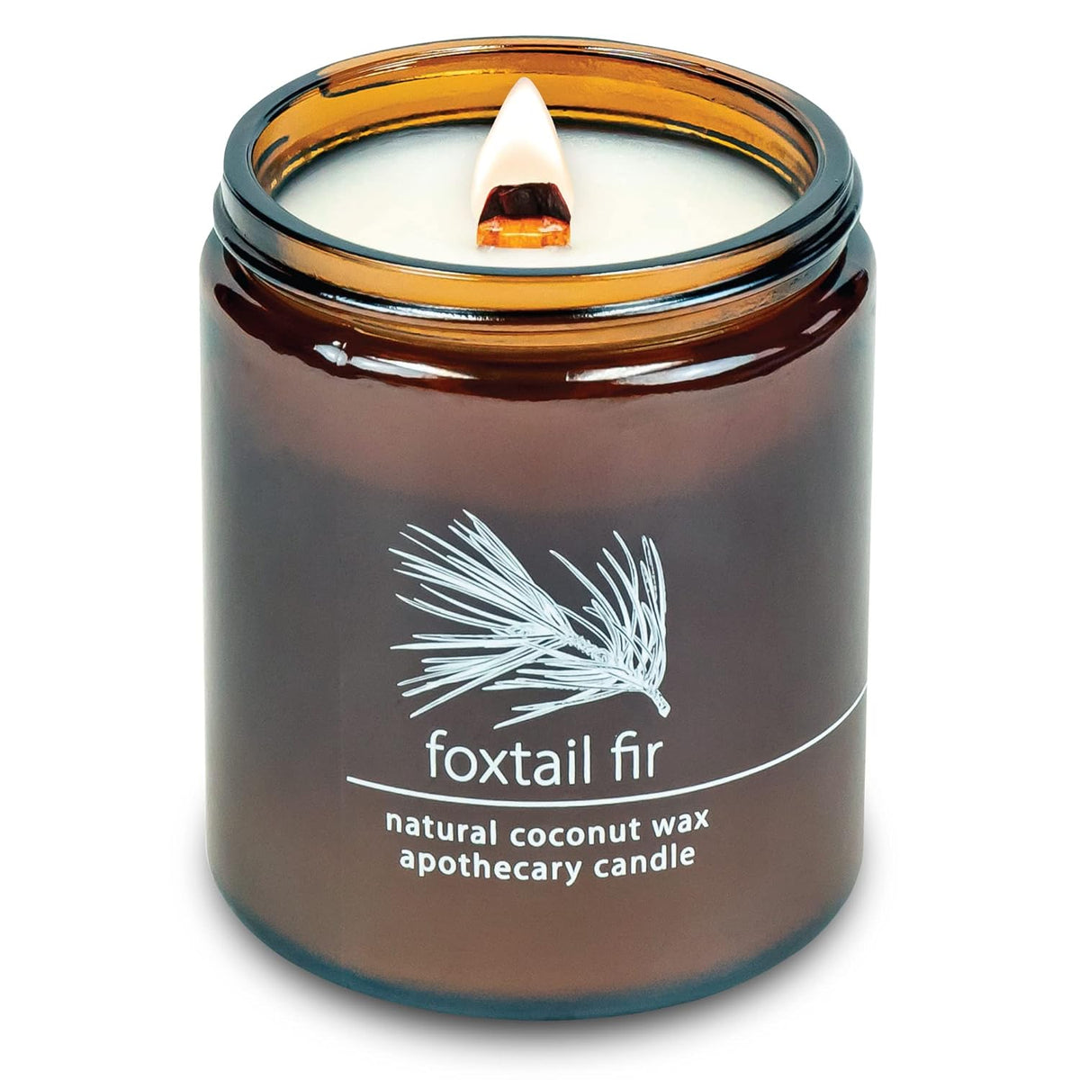 Crackling Wood Wick Candle Handcrafted With Natural Coconut Wax (Standard 8 Oz, Foxtail Fir)