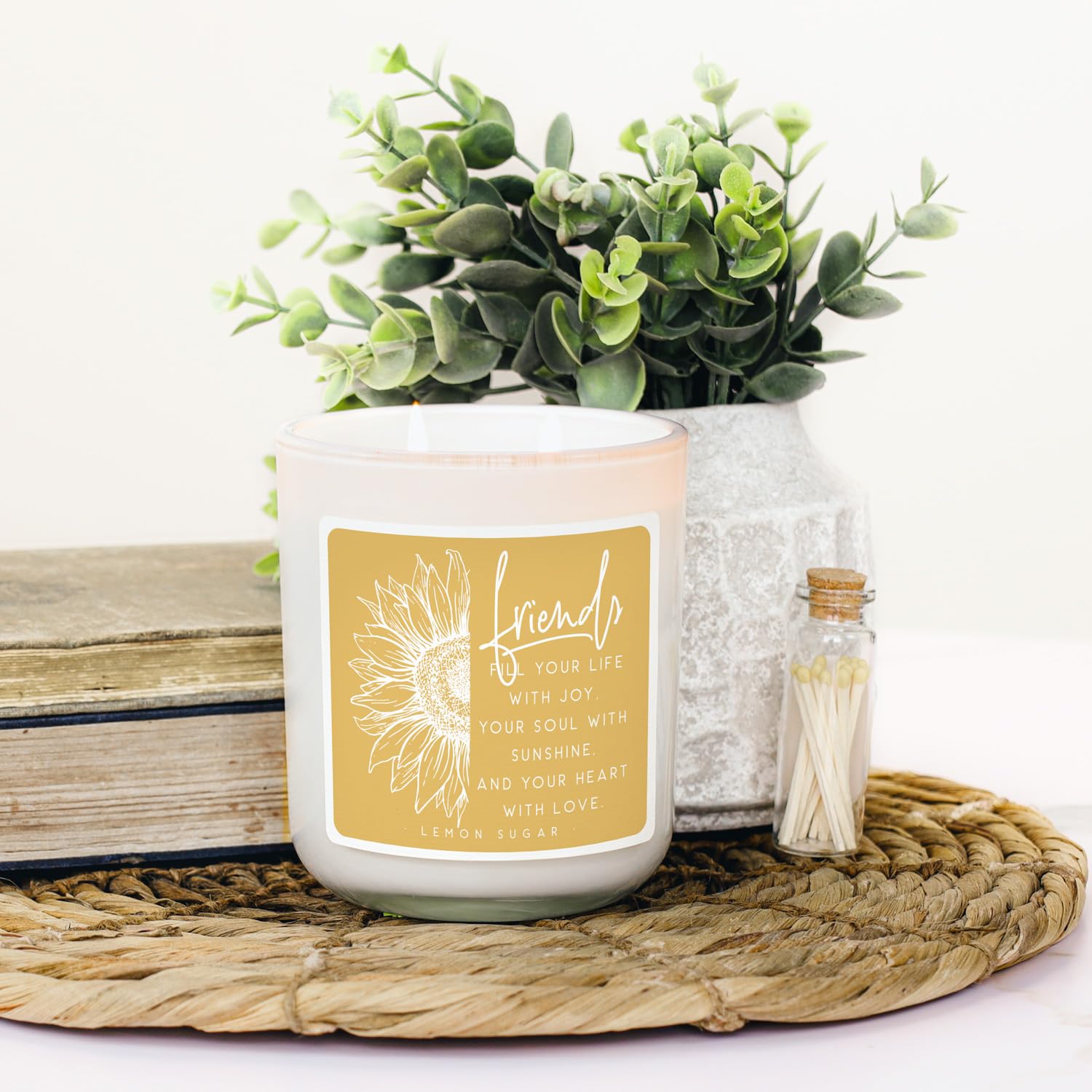 Lemon Friendship Candle - Friends Fill Life With Joy, Gift For Best Friend, Lemon Soy Candle, Cdl1038