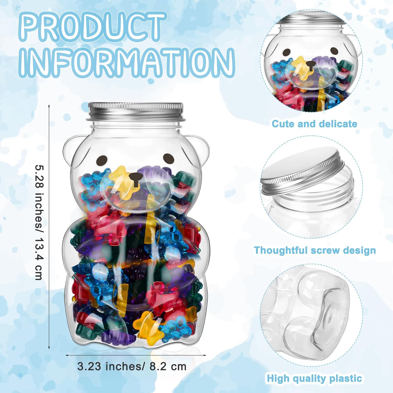 Baby Shower Games Guess How Many Bears Sign 100 Guessing Game Cards 10 Hb Pencils 1 Cute Bear Bottle For Guests Gender Reveal Party Favor(Blue)