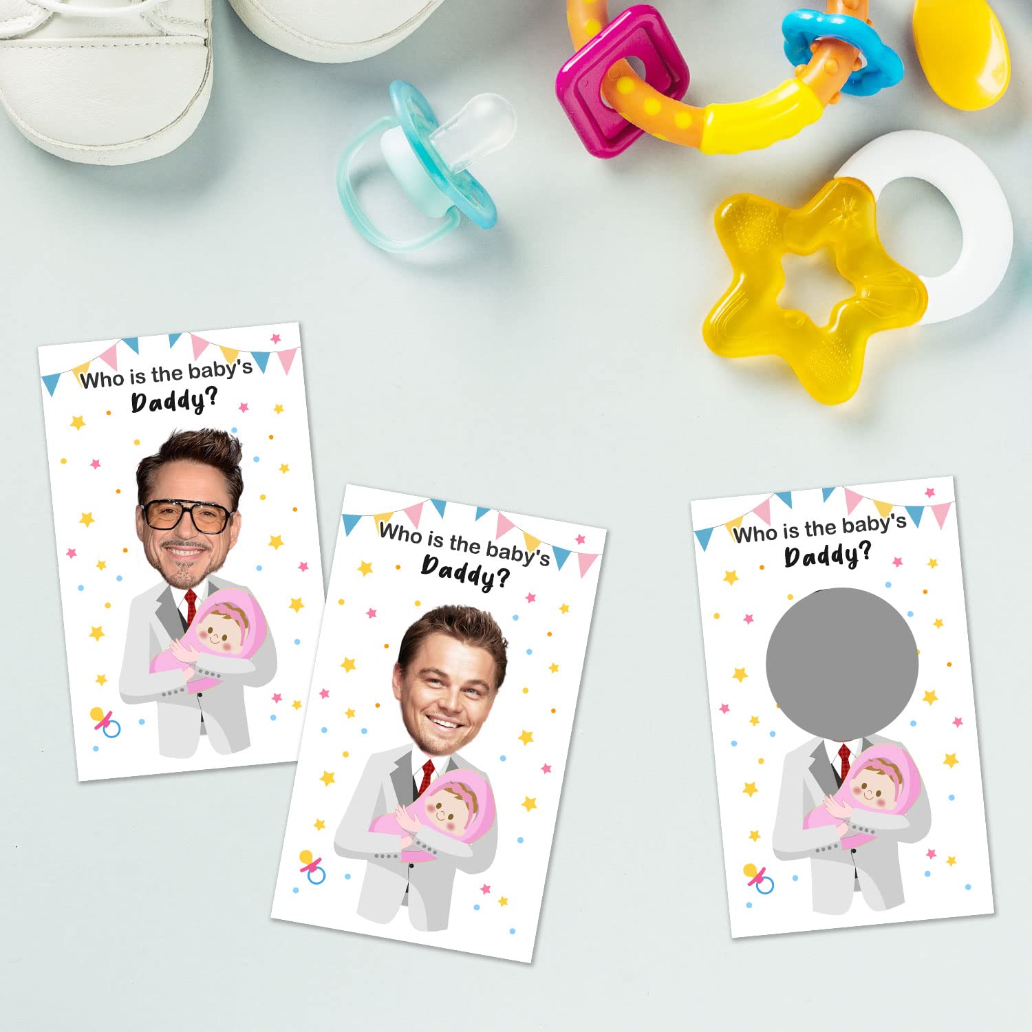 Funny Baby Shower Scratch Off Game Cards, Scratch Off Lottery Ticket Raffle Cards Baby Shower Game, Great Party Icebreak Game Ideas For Baby Shower, Who Is The Baby'S Daddy, White Suit, 40 Cards
