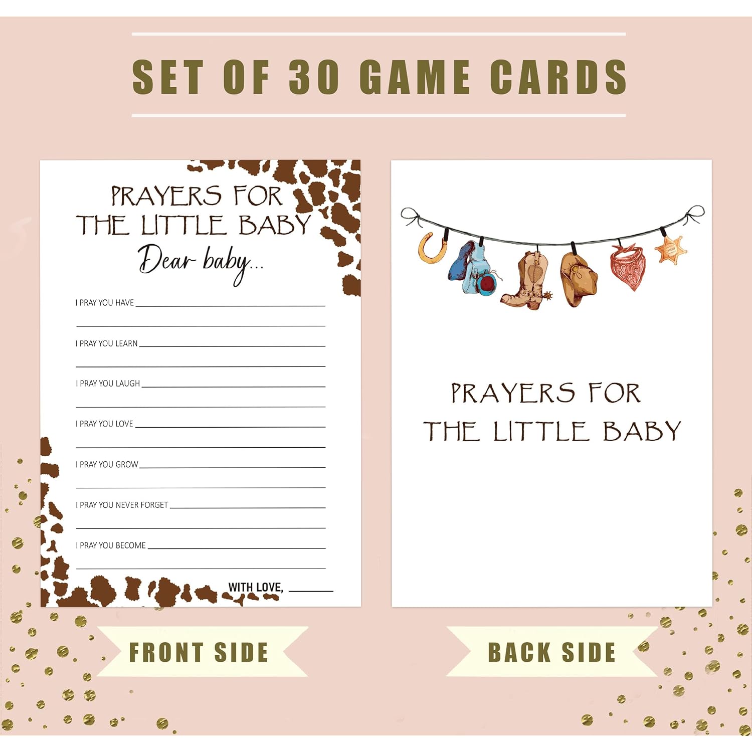 Baby Shower Games - Prayers For The Little Baby Game For 30 Guests With Cards, Gender Reveal Game, Cowboy Party Supplies (29)