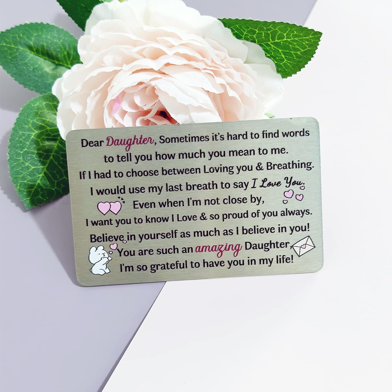 Daughter Birthday Greeting Cards Engraved Wallet Insert Card Graduation Gift Inspirational Awesome Reminder Keepsake Women Appreciate Personalised Christmas Go To University Christmas New Year Present