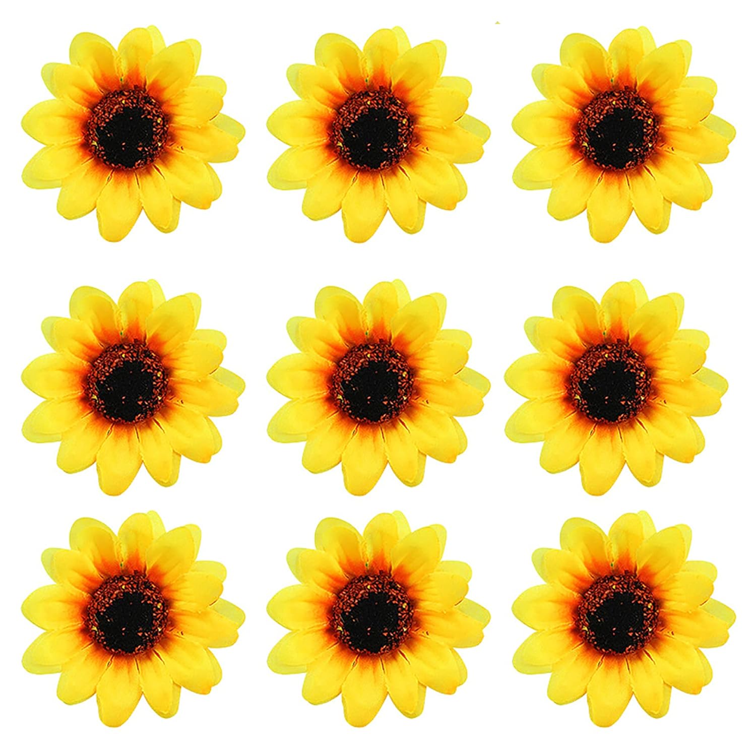 50Pcs 2.8" Artificial Silk Yellow Sunflower Heads Fabric Floral For Home Decoration Wedding Decor, Bride Holding Flowers,Garden Craft Art Décor (Ssunflower Heads 50Pcs - 2.8")
