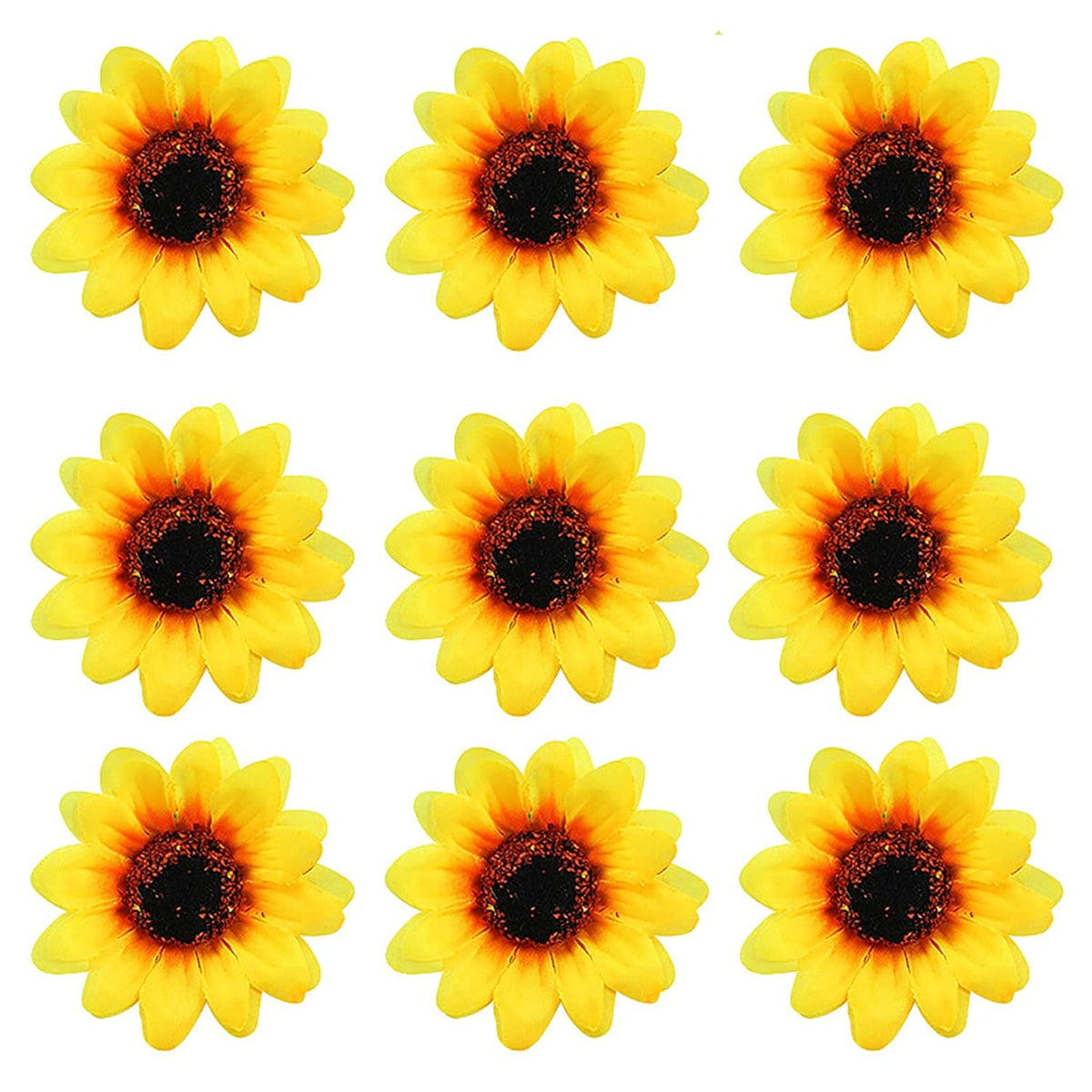 50Pcs 2.8" Artificial Silk Yellow Sunflower Heads Fabric Floral For Home Decoration Wedding Decor, Bride Holding Flowers,Garden Craft Art Décor (Ssunflower Heads 50Pcs - 2.8")