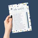 Little Star Baby Shower Games For Boys - 25 Guess Who Mommy Or Daddy Game Cards - Fun Guessing Activities For Guests - Prince Theme In Blue And Gold