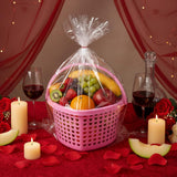16 Pcs Valentine'S Heart Shaped Basket With Handle 8"X7"X4" Plastic Slotted Fruit Baskets Food Storage Containers With Gift Bags For Mother'S Day Kitchen Party (Pink)