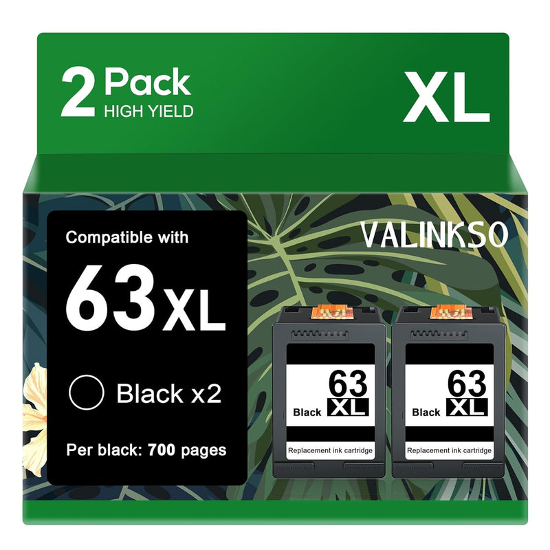 63XL Black Ink, Remanufactured 2-Pack for OfficeJet 3830/Envy 4520 Printers