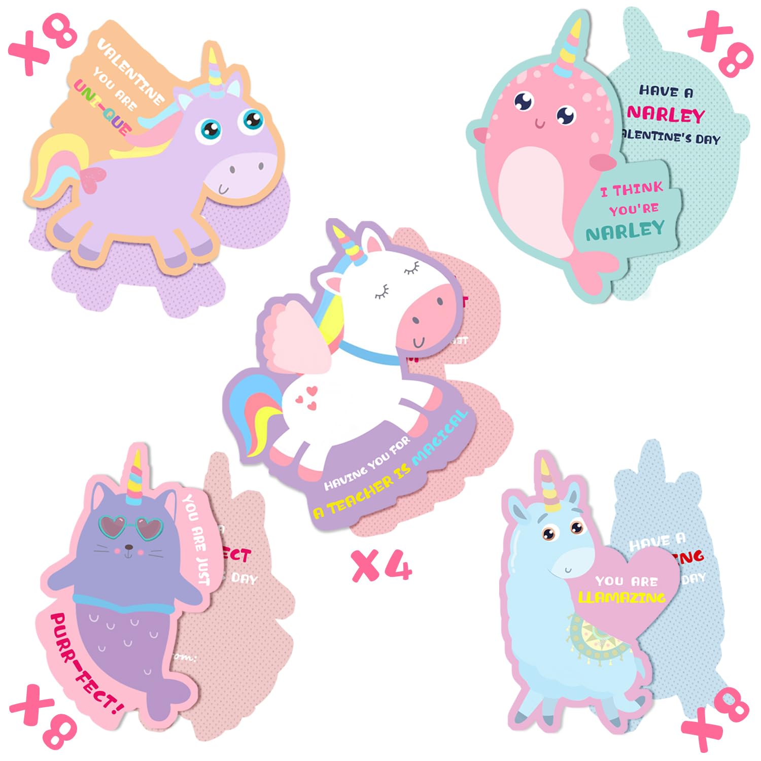 Valentines Day Gifts For Kids - Valentines Day Cards For Kids School - Unicorn Valentine Boxes With 36 Cards For Boys Girls Classroom Exchange Class Gifts Party Favors(32 Valentine'S Card/4 Teacher Card)